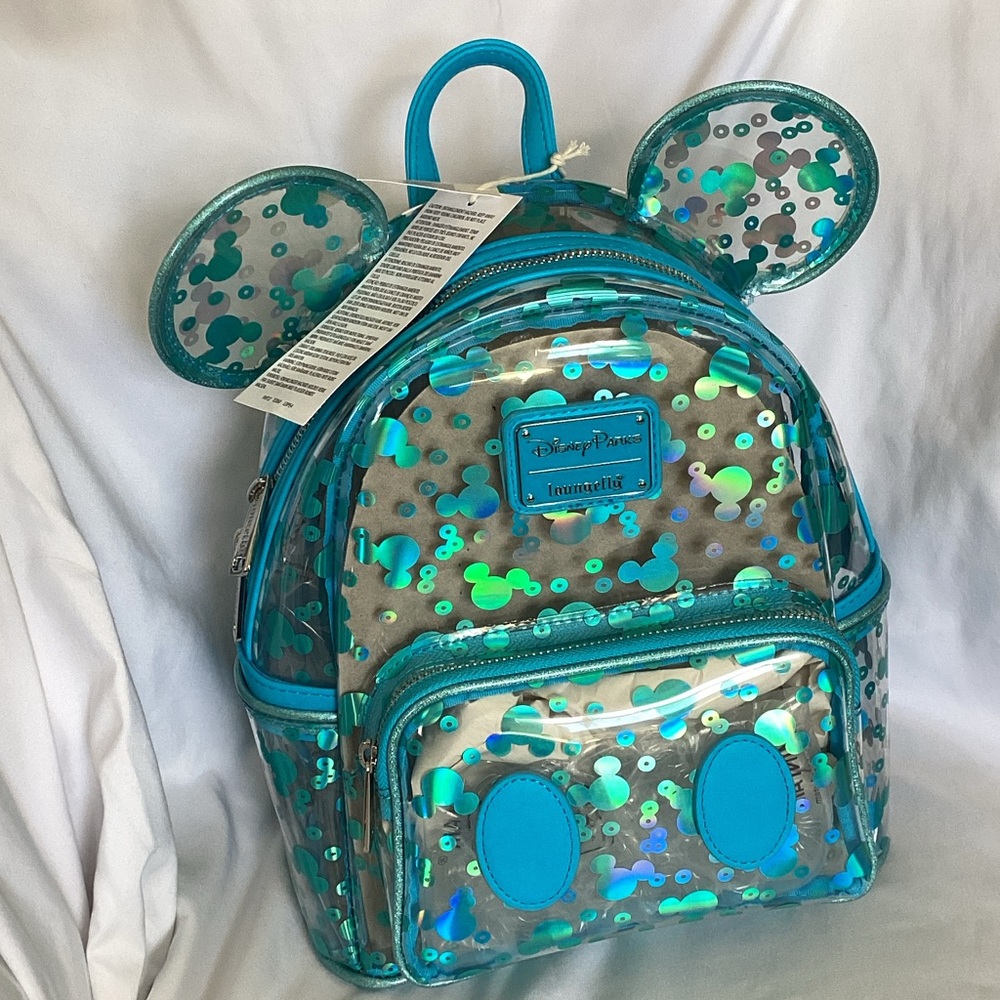 Loungefly Mickey Ears Clear Holographic Mini Backpack